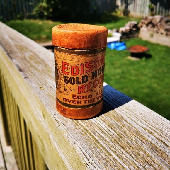 Antique Thomas Edison Gold Moulded Records Cardboard Container - Picture 1 of 16